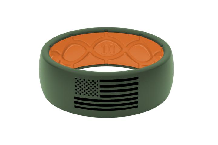 Groove Life American Flag Moss Green/Black Silicone Ring