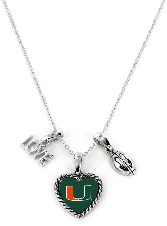 Miami Hurricanes Miami Love Football Necklace