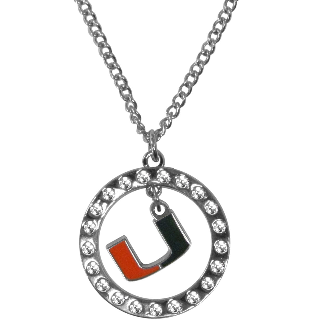 Miami Hurricanes Rhinestone Hoop Necklace