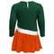 Miami Hurricanes Youth Girls Hearts Long Sleeve Dress - Green/Orange