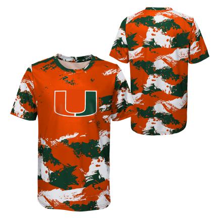 Miami Hurricanes Kids  Cross Pattern T-Shirt - Orange/Green/White