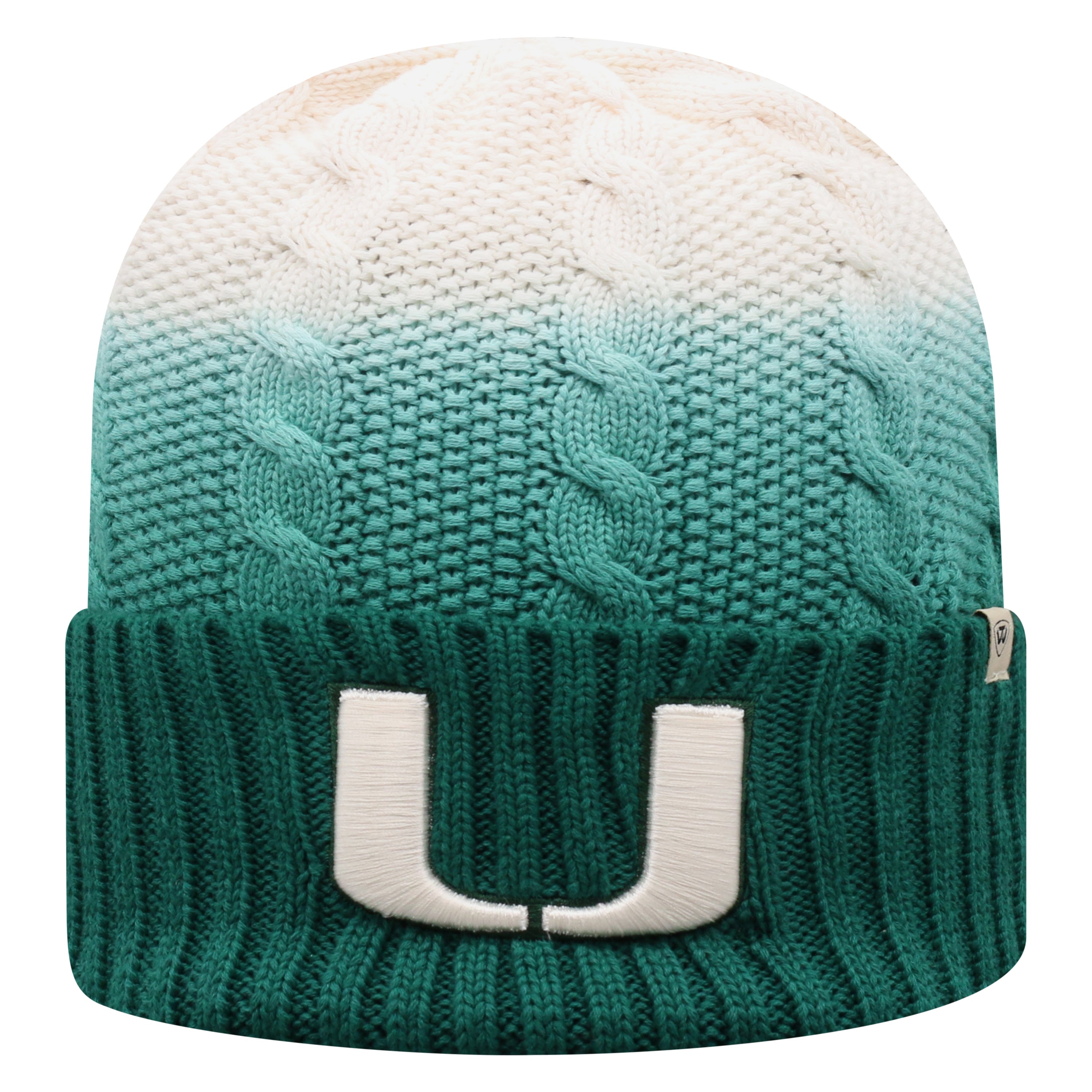 Miami Hurricanes Top of the World Dissolve Cuffed Knit - Green/White