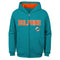 Miami Dolphins Youth Stated Full Zip Fleece Hoodie - Aqua