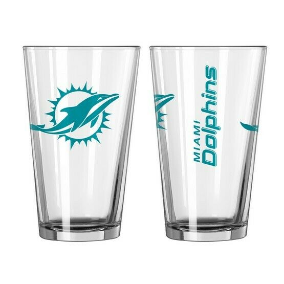 Miami Dolphins Pint Glass Gift Set - Aqua Print