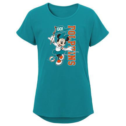 Miami Dolphins Youth Girls Daisy Go Team Dolman T-Shirt - Aqua