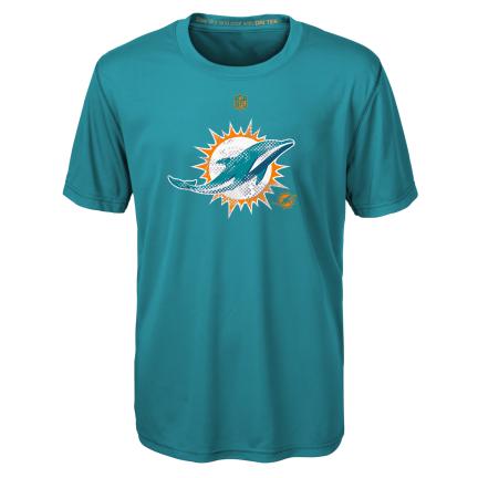 Miami Dolphins Youth Carbon Logo Dri-Tek Performance T-Shirt - Aqua