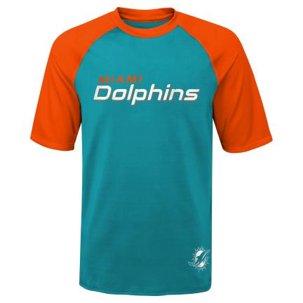 Miami Dolphins Youth 30+ UPF Sun Protection Performance Sun T-Shirt - Aqua/ Orange