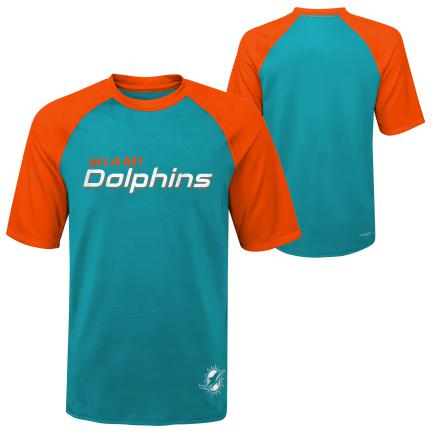Miami Dolphins Youth 30+ UPF Sun Protection Performance Sun T-Shirt - Aqua/ Orange
