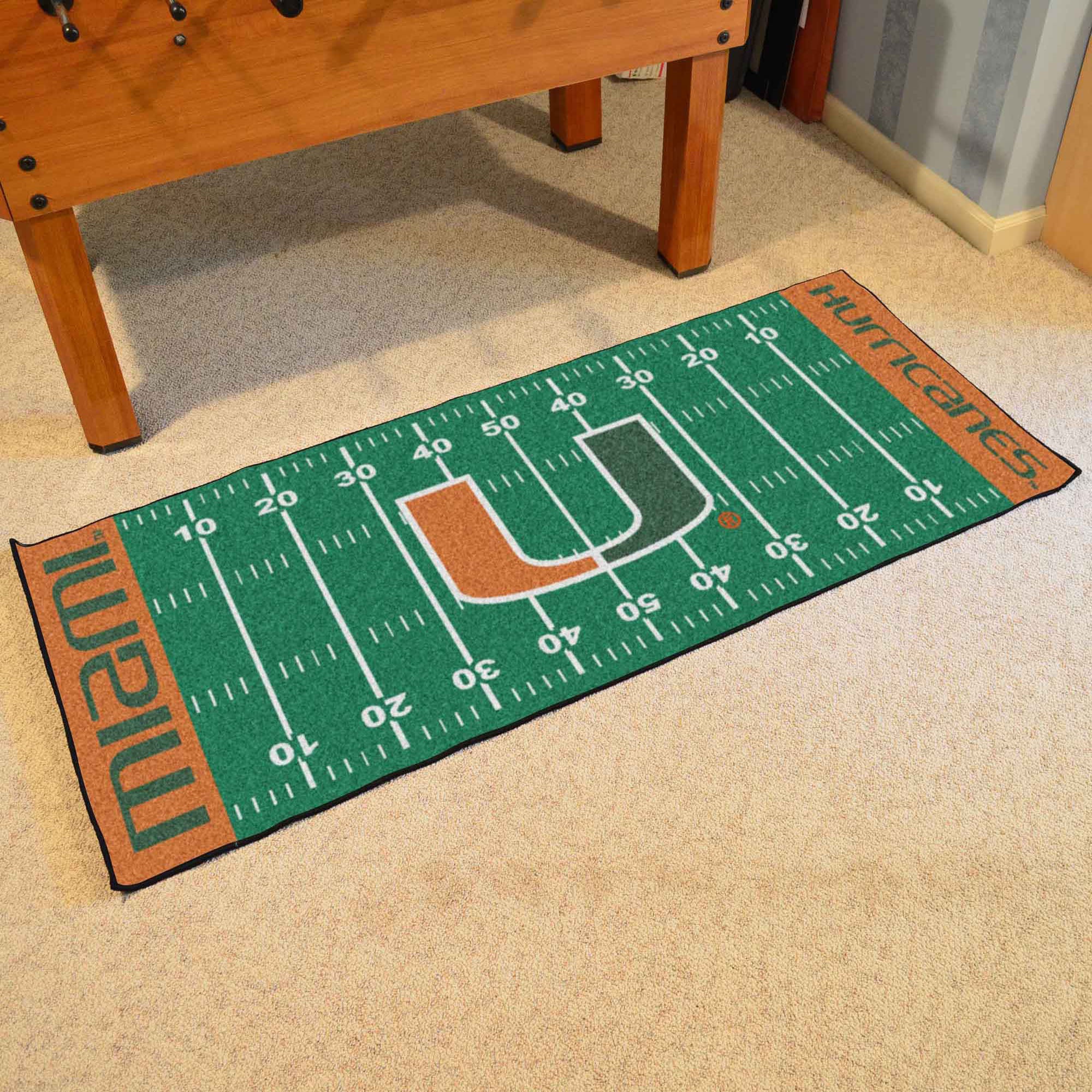 Miami Hurricanes Football Field Runner 30"x72"