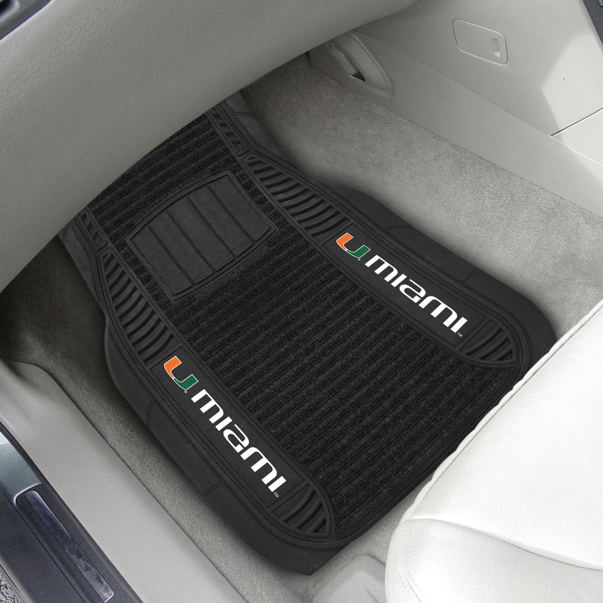 Miami Hurricanes 2-pc Deluxe Car Mat Set - Black
