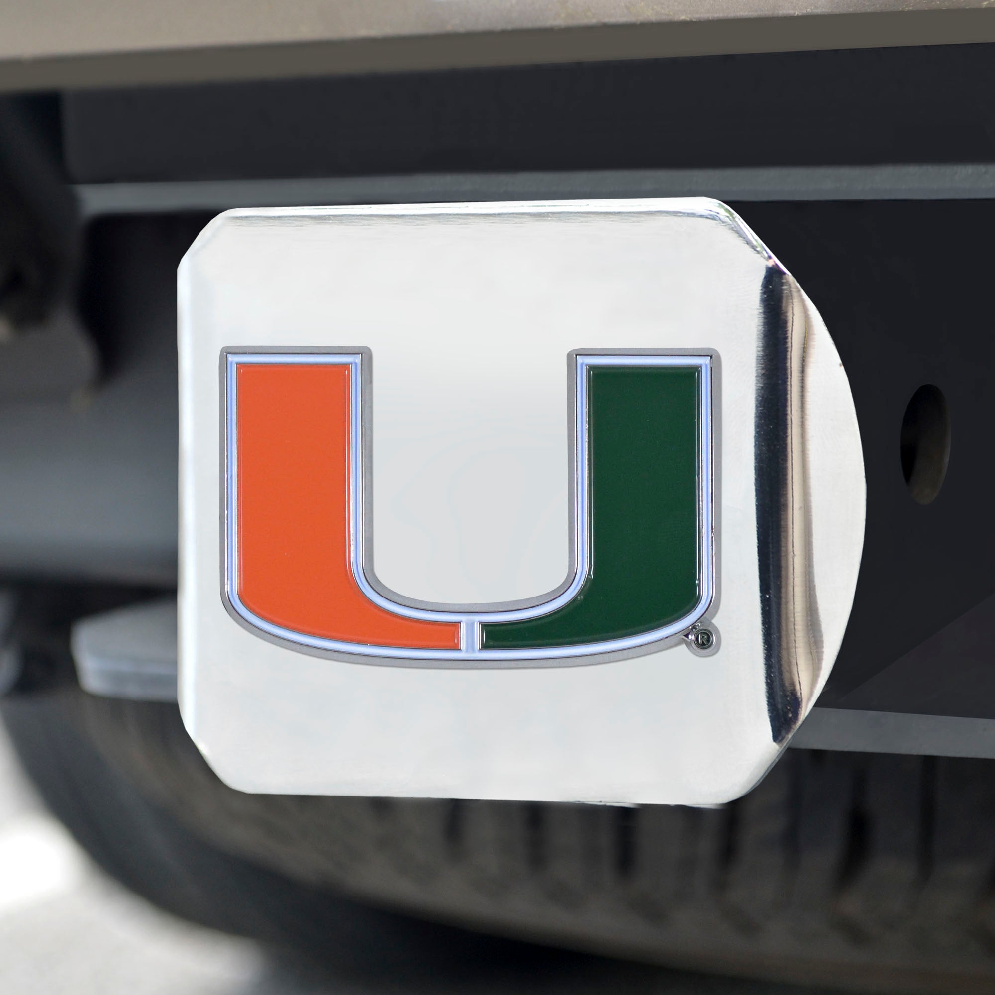 Miami Hurricanes Heavy Duty  Color Hitch - Chrome