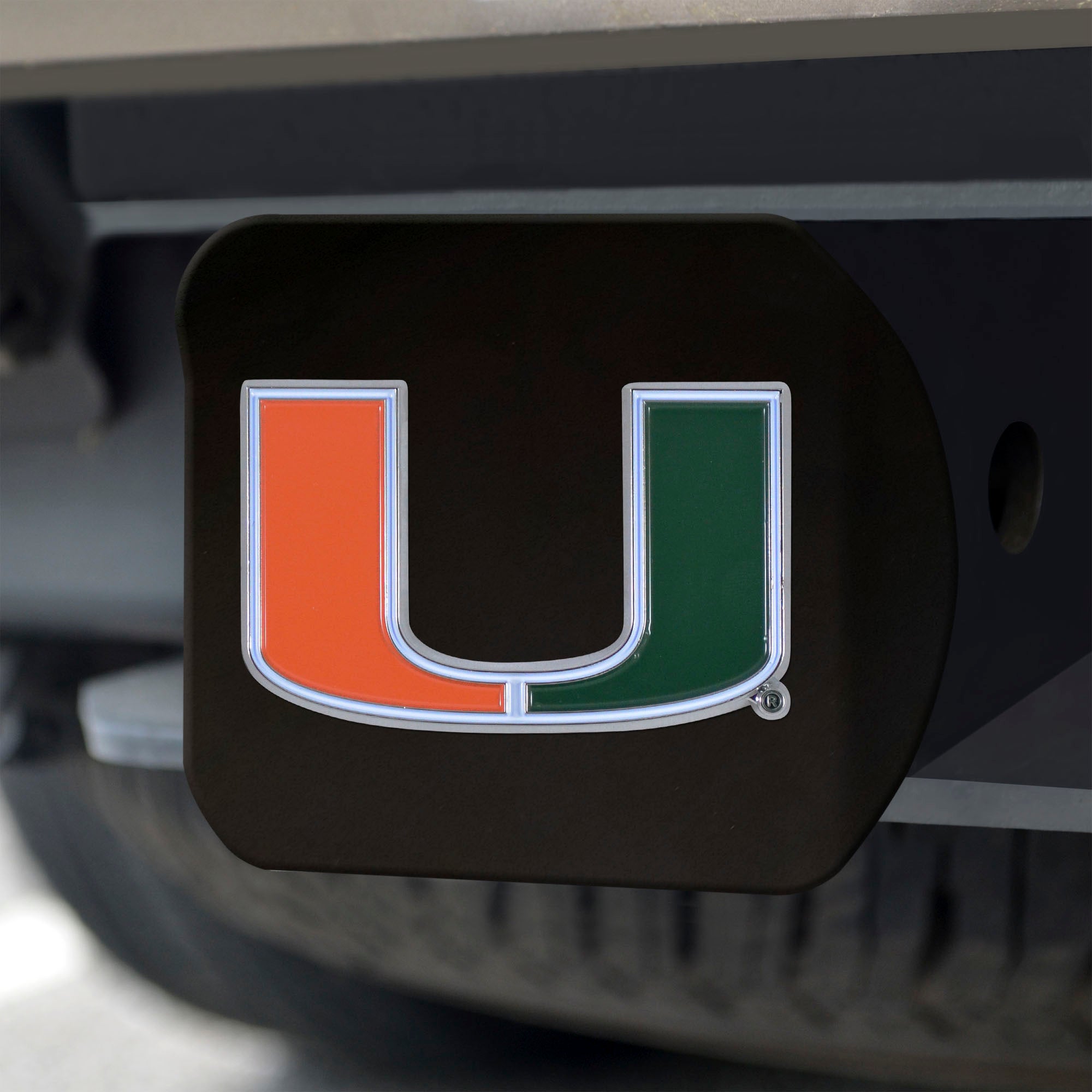 Miami Hurricanes Heavy Duty Color Hitch - Black