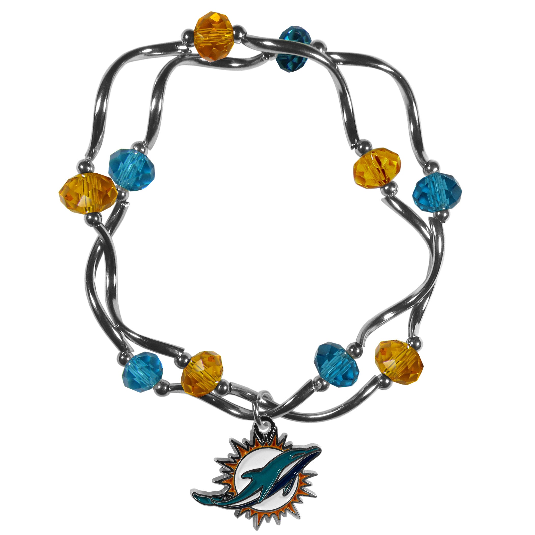 Miami Dolphins Crystal Bead Bracelet
