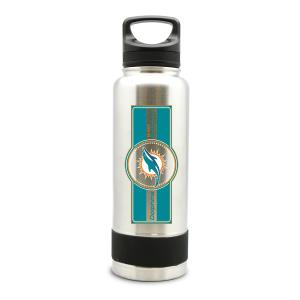 MIAMI DOLPHINS SS STAINLESS STEEL DOUBLE WALL INSULATED THERMO WATER BOTTLE - 40 OZ