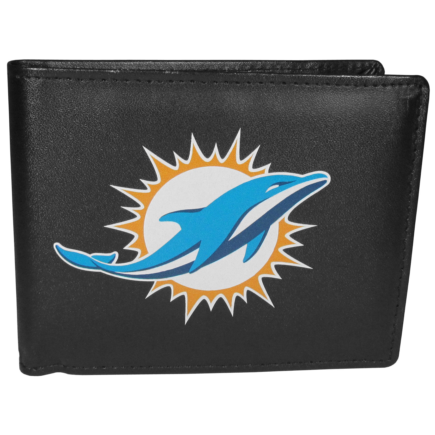 Miami Dolphins Leather Bi-Fold Wallet w/Large Logo