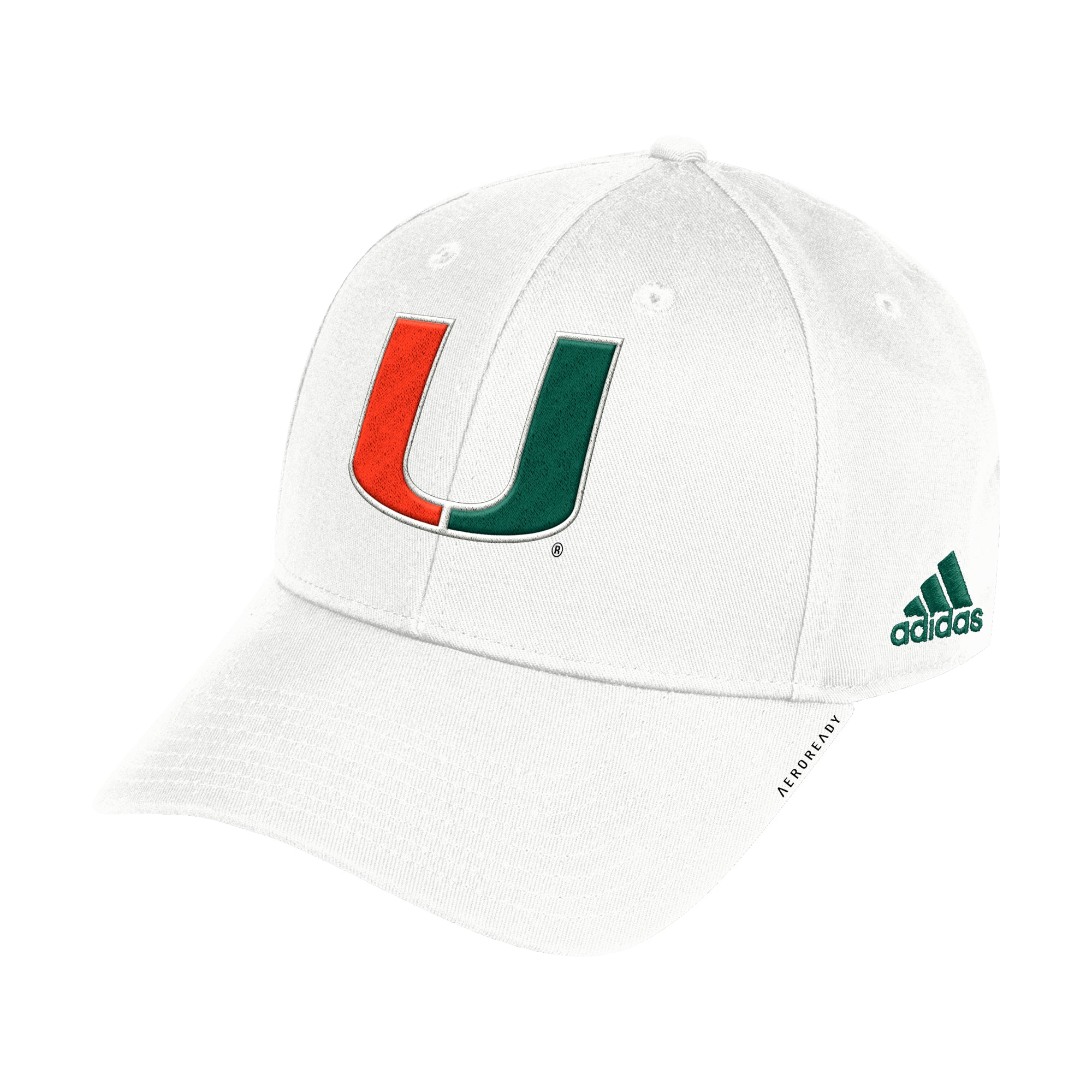 Miami Hurricanes adidas Coaches Structured Adjustable Hat - White