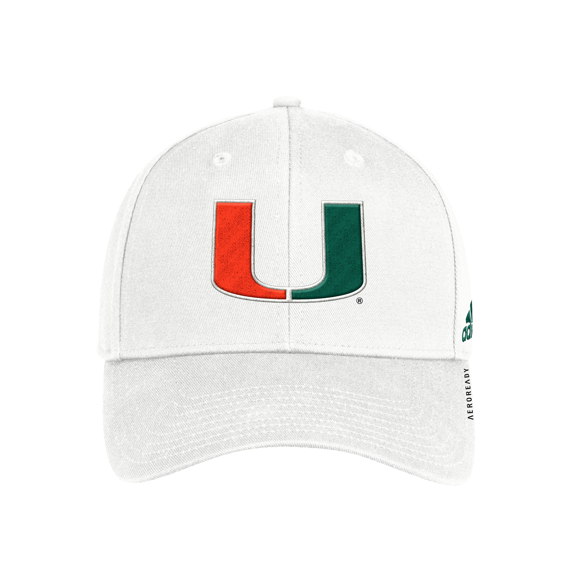 Miami Hurricanes adidas Coaches Structured Adjustable Hat - White