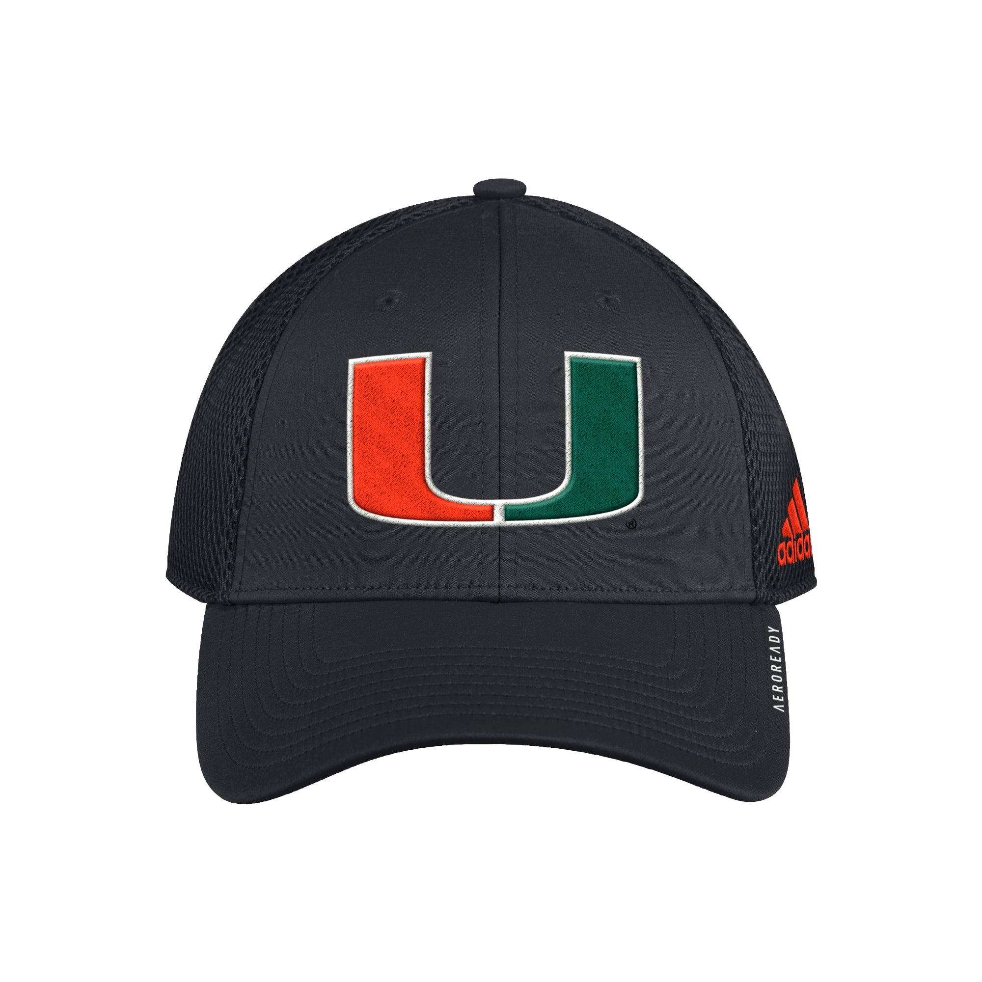 Miami Hurricanes adidas Coaches Mesh Structured Adjustable Hat - Black