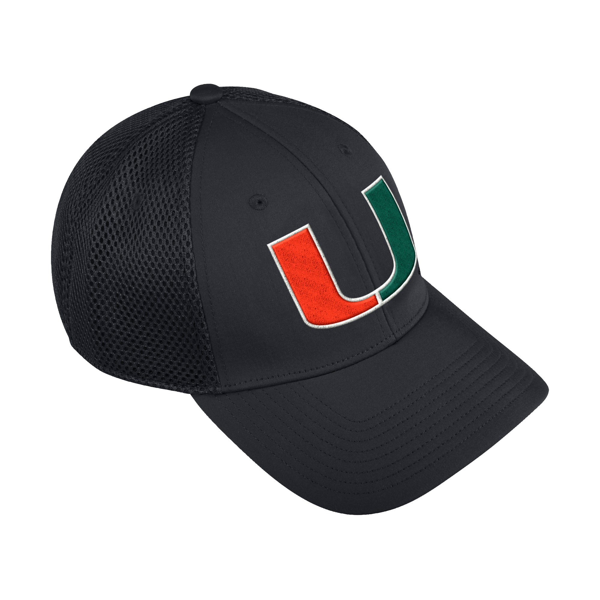 Miami Hurricanes adidas Coaches Mesh Structured Adjustable Hat - Black
