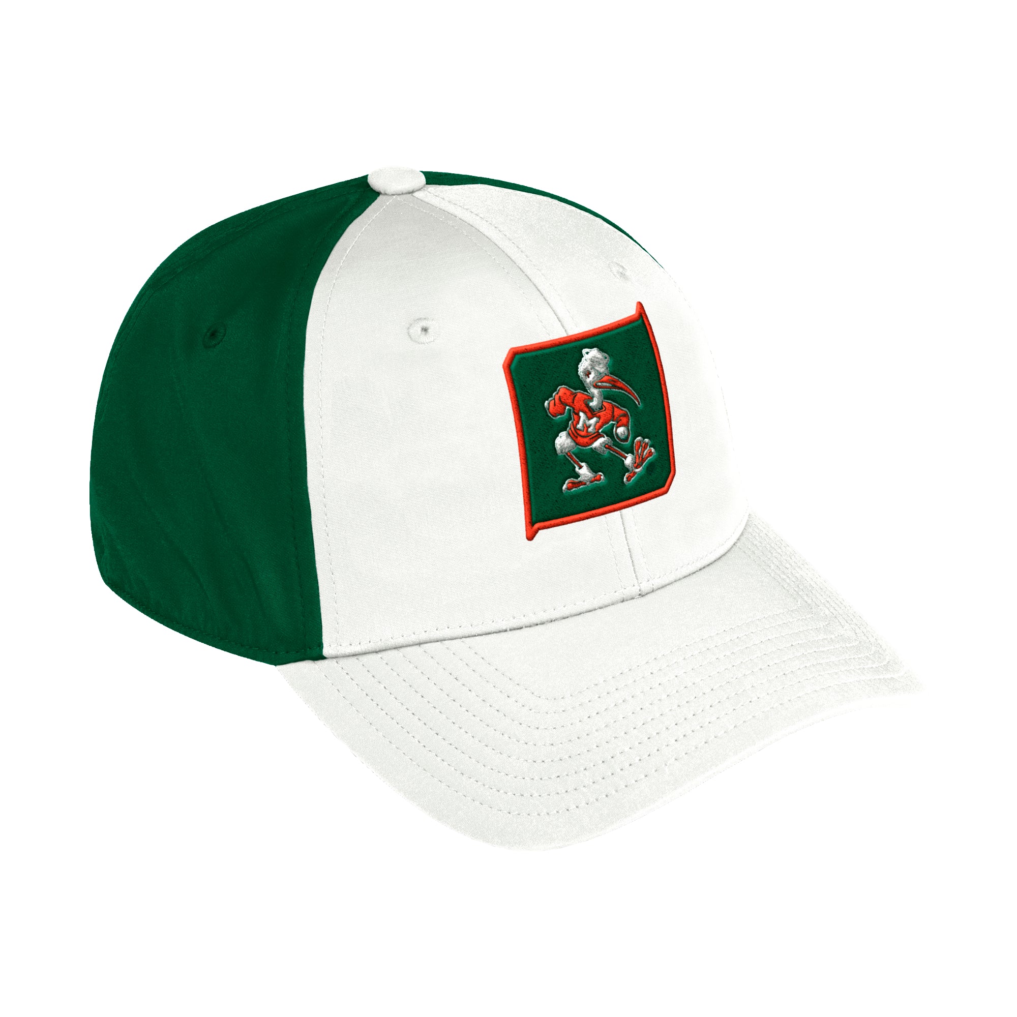 Miami Hurricanes adidas Coaches Slouch Stretch Flex Hat - White/Green