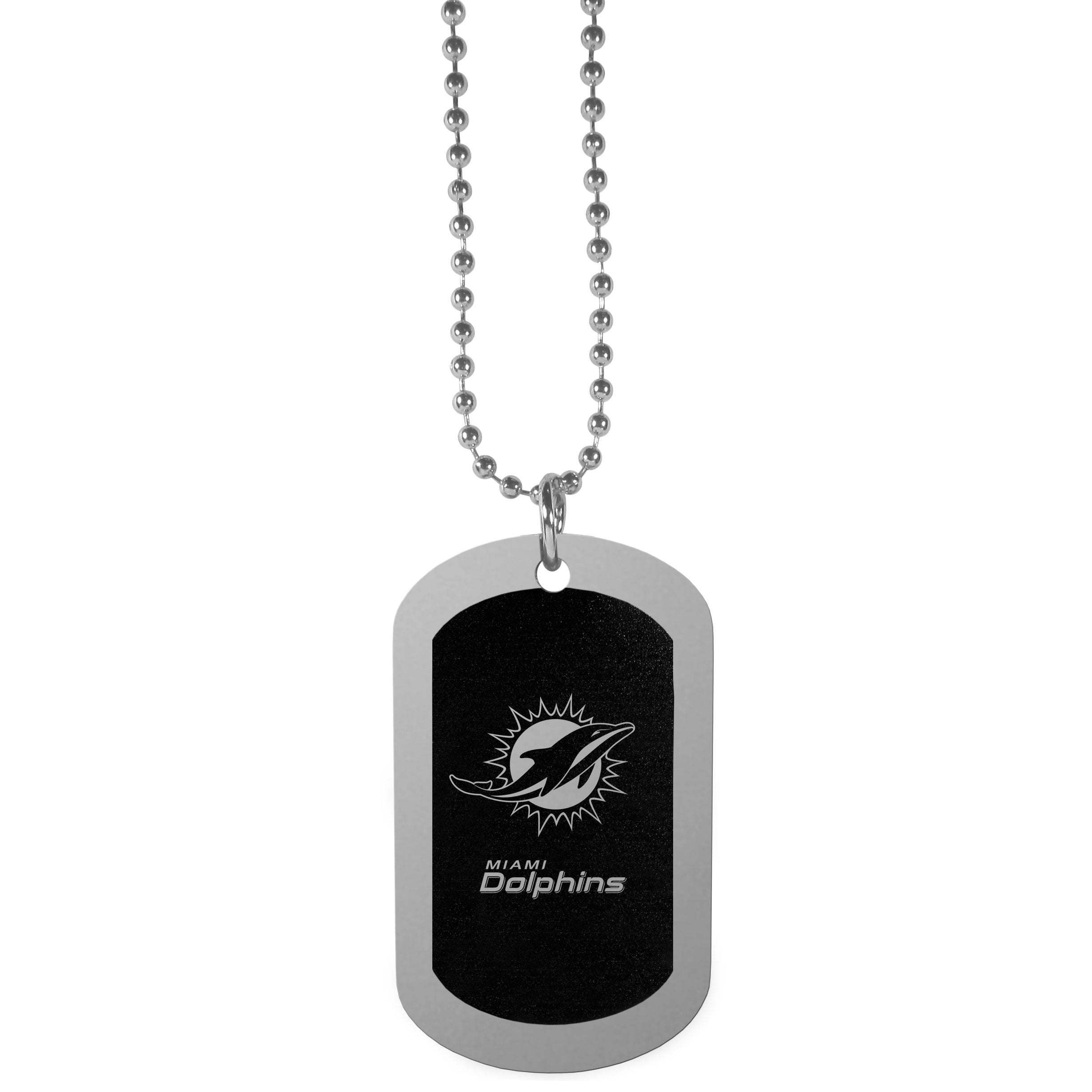 Miami Dolphins Chrome Tag Necklace