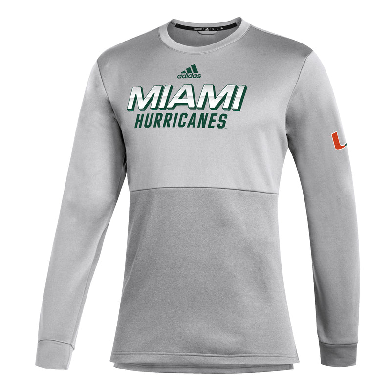 Miami Hurricanes adidas Chrome Team Crew Sweatshirt - Grey