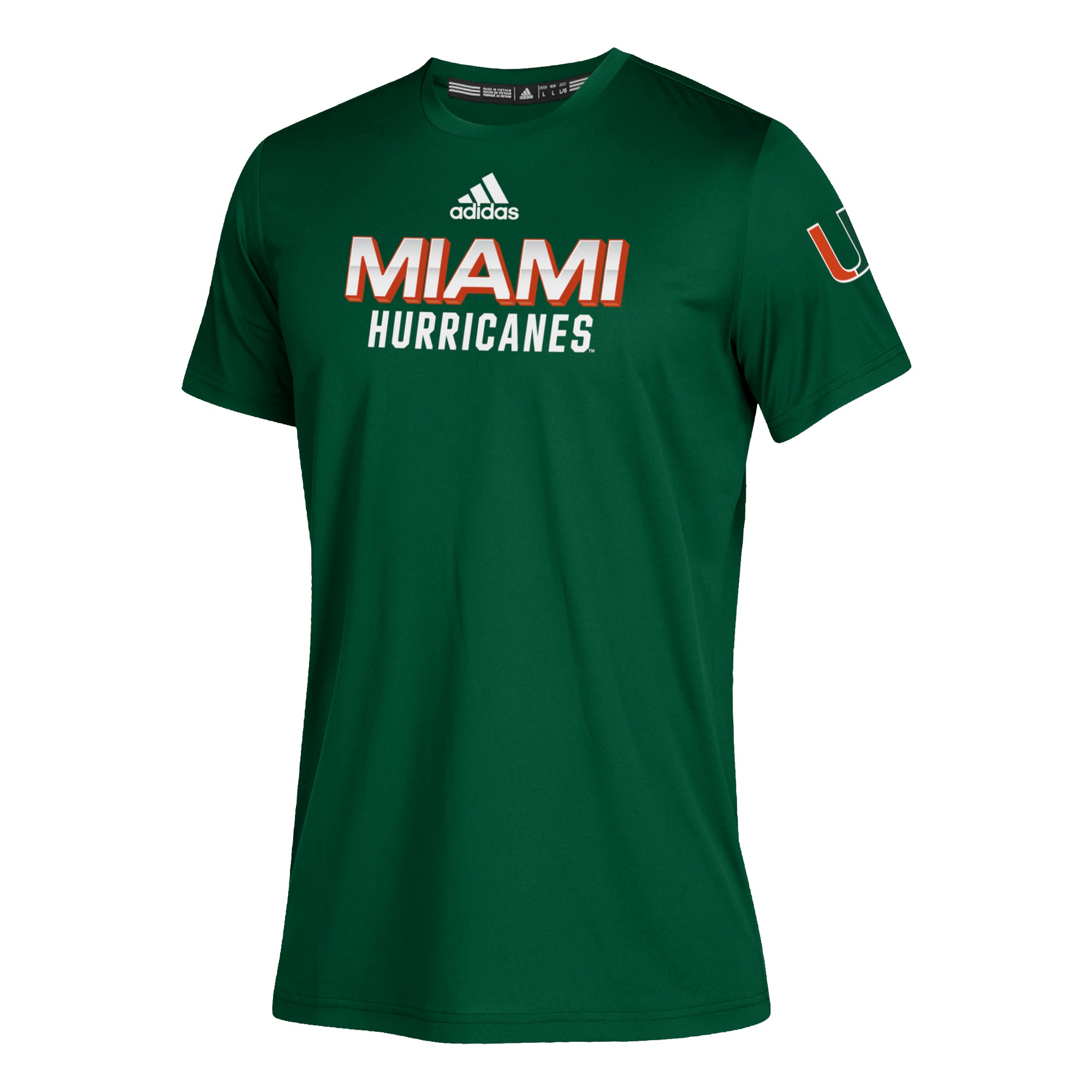 Miami Hurricanes adidas Youth CLIMATCH SS T-Shirt - Green