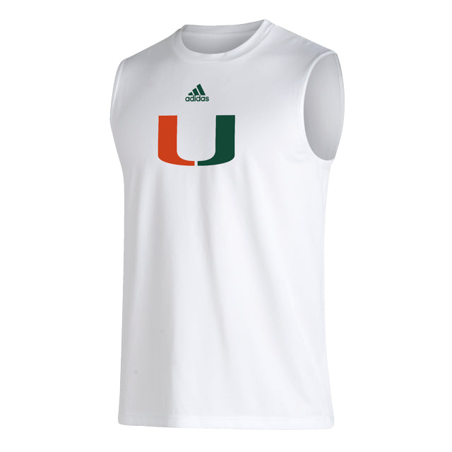 Miami Hurricanes adidas Locker Logo Sleeveless Creator T-Shirt - White