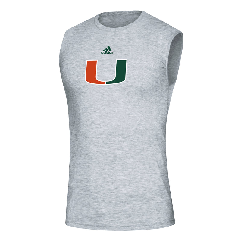 Miami Hurricanes adidas Primary Logo Creator Sleeveless T-Shirt - Grey