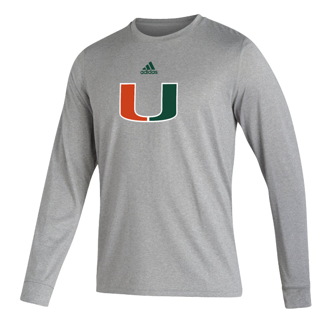 Miami Hurricanes adidas Primary Logo Creator L/S T-Shirt - Grey