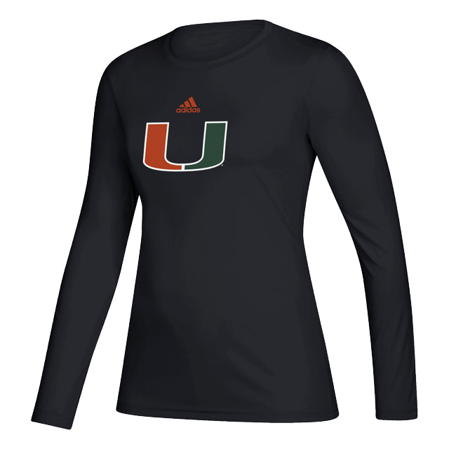 Miami Hurricanes adidas Women's Locker Logo L/S Creator T-Shirt - Black