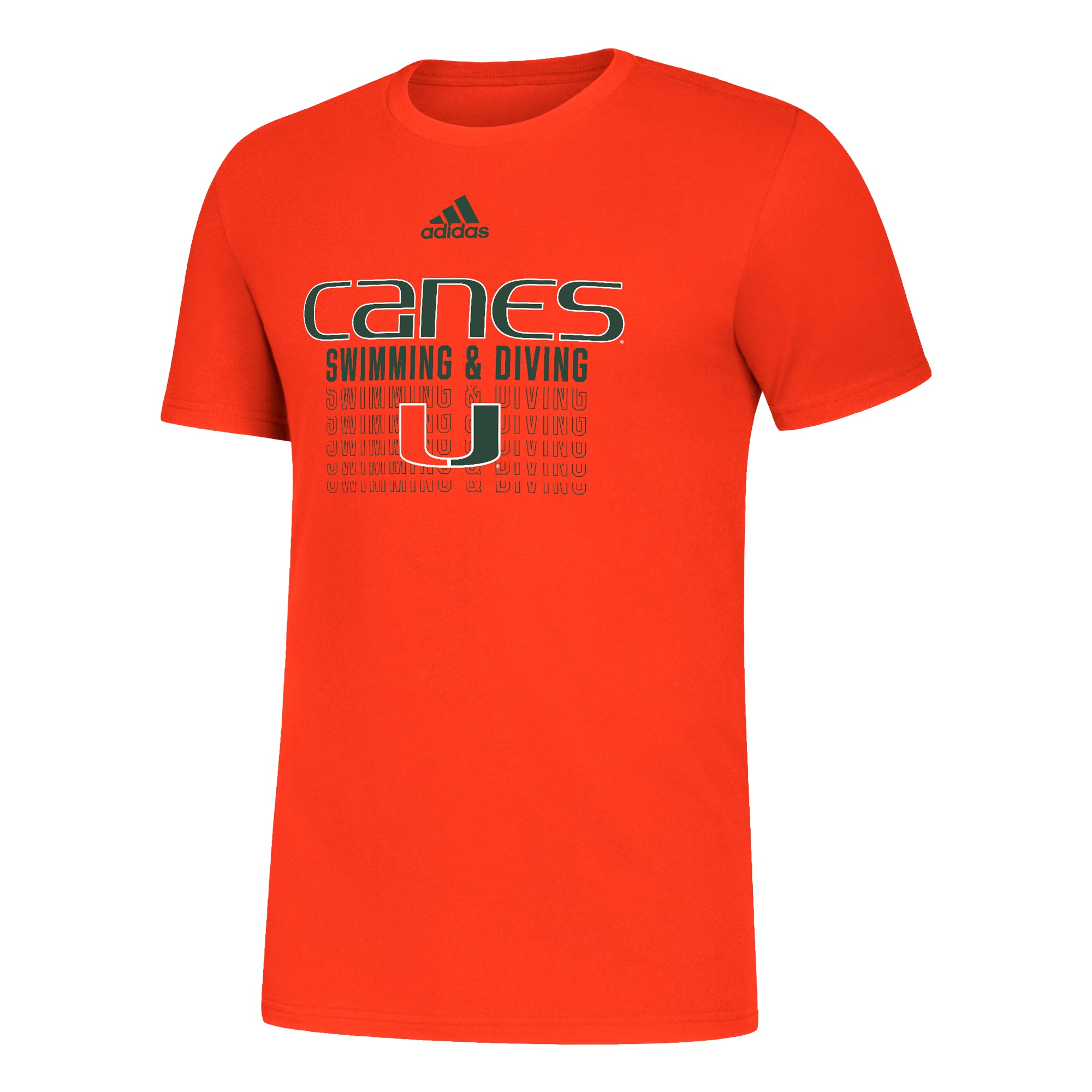 Miami Hurricanes adidas Swimming and Diving Amplifier SS T-Shirt - Orange