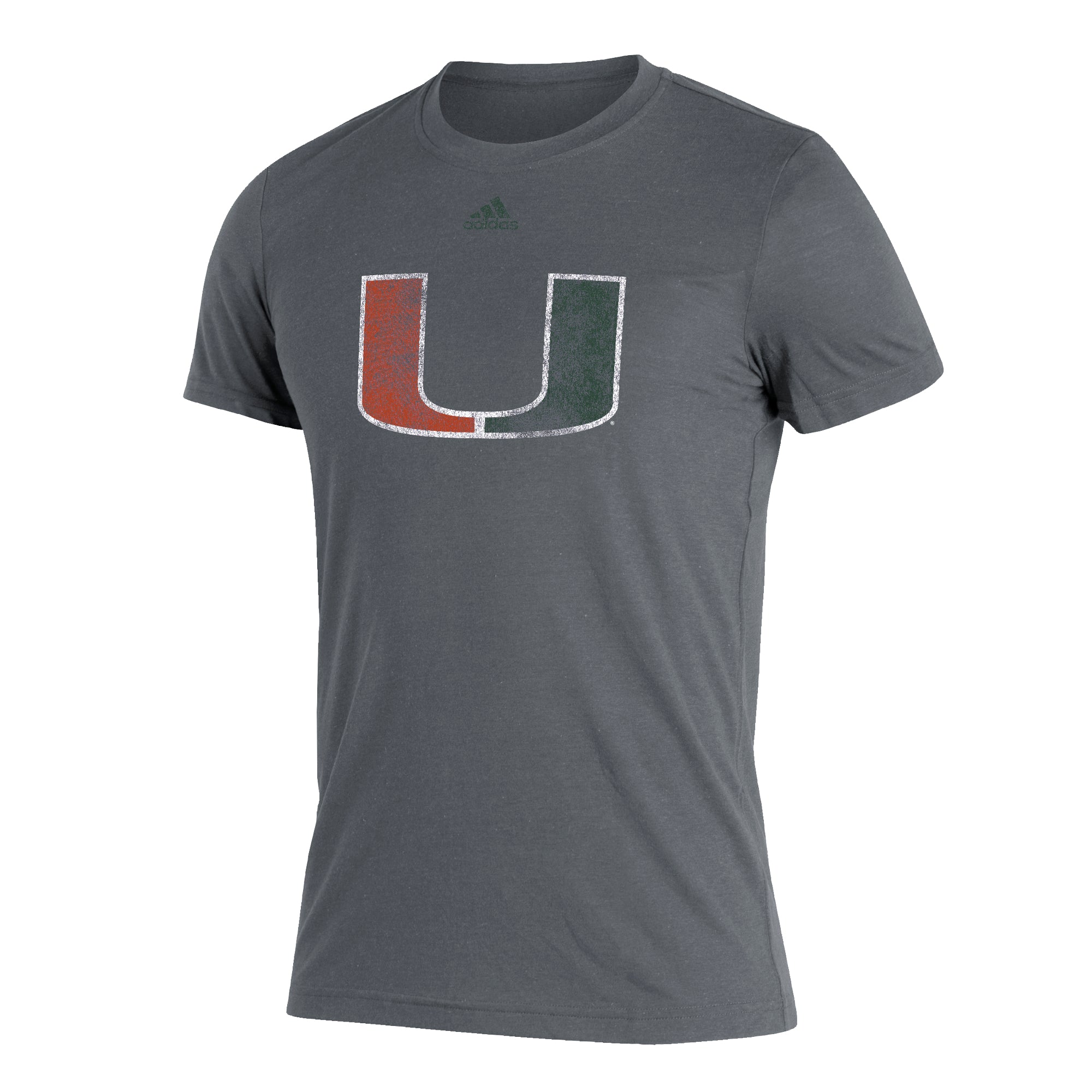 Miami Hurricanes adidas Distressed Tri-Blend T-Shirt - Grey