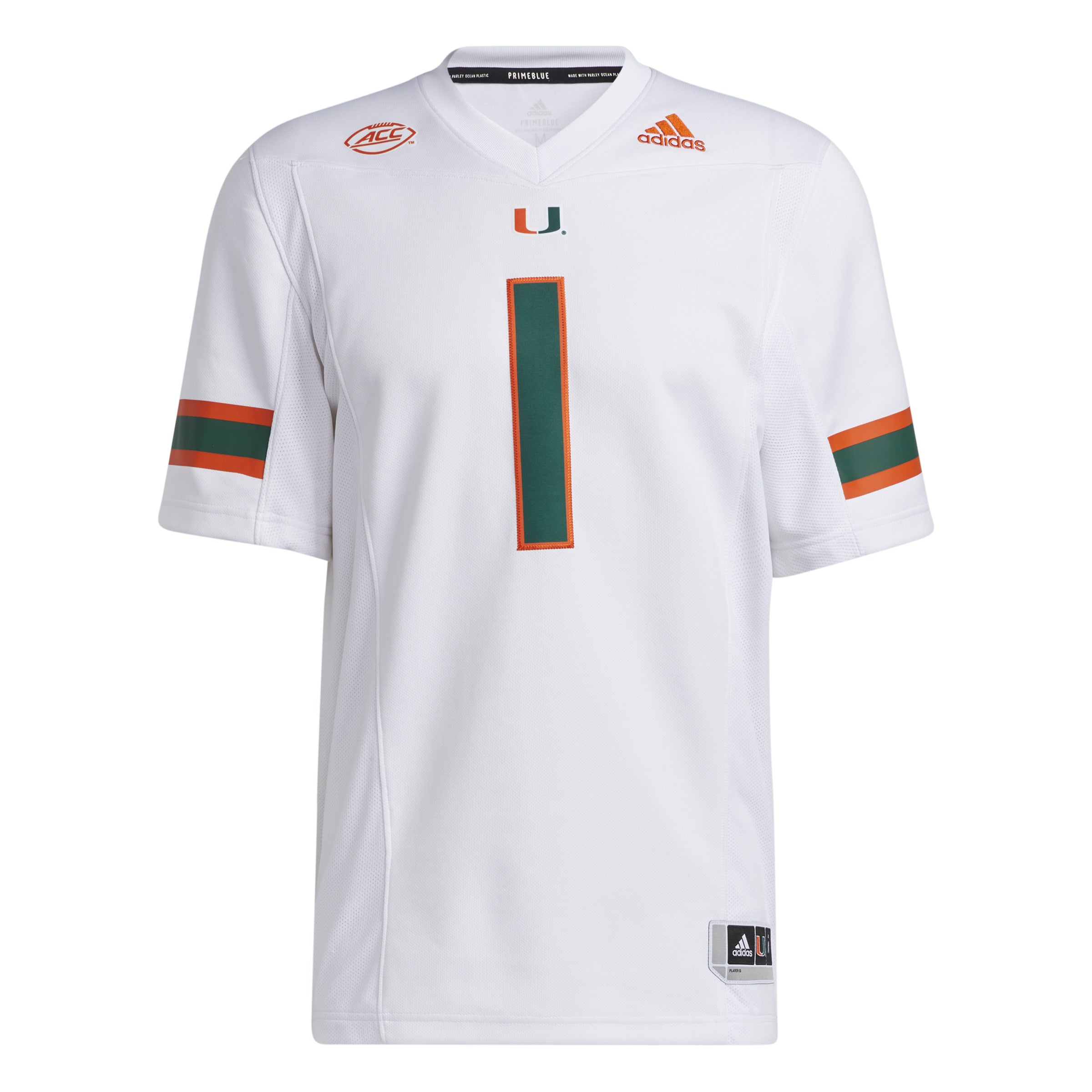 Miami Hurricanes adidas Premier Football Jersey #1 - White