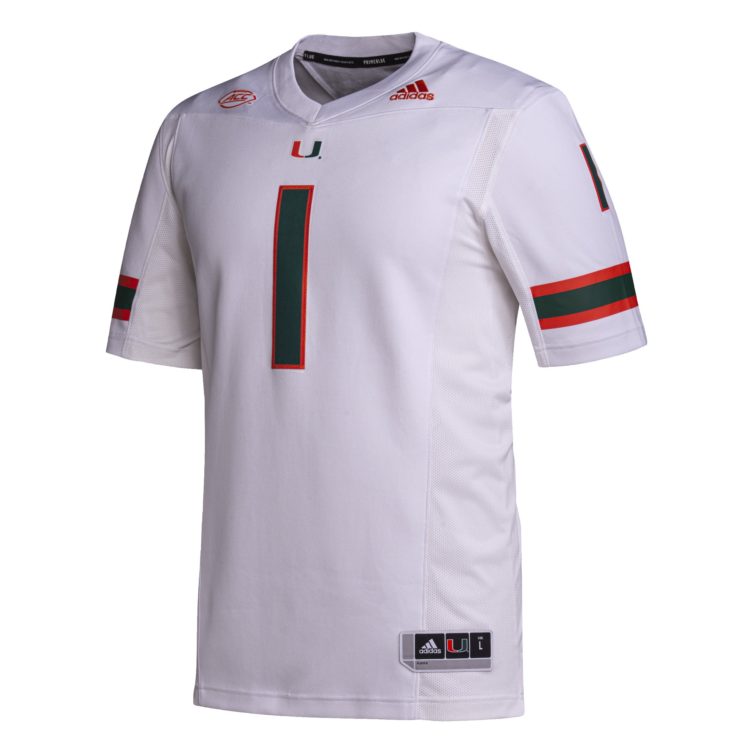 Miami Hurricanes adidas Premier Football Jersey #1 - White