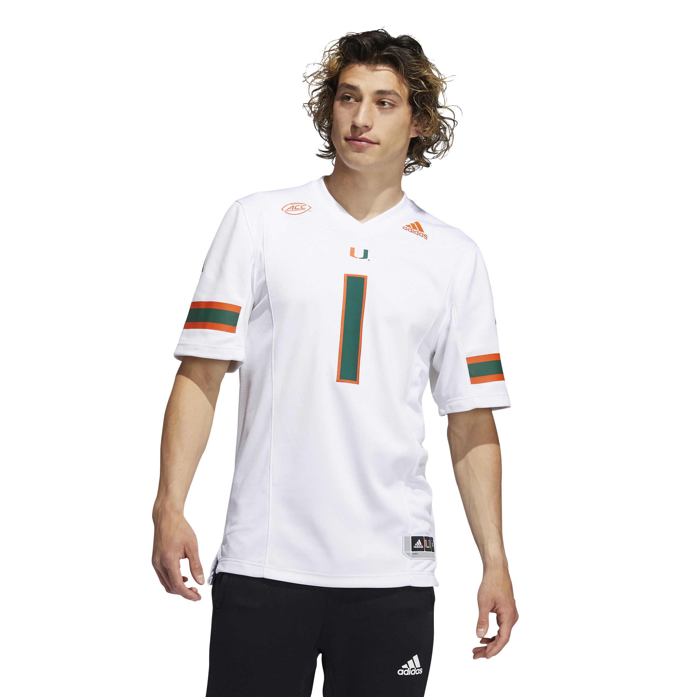 Adidas Men's Miami Hurricanes #1 White Replica Basketball Jersey, XL