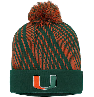 Miami Hurricanes adidas Players Cuffed Beanie - Green