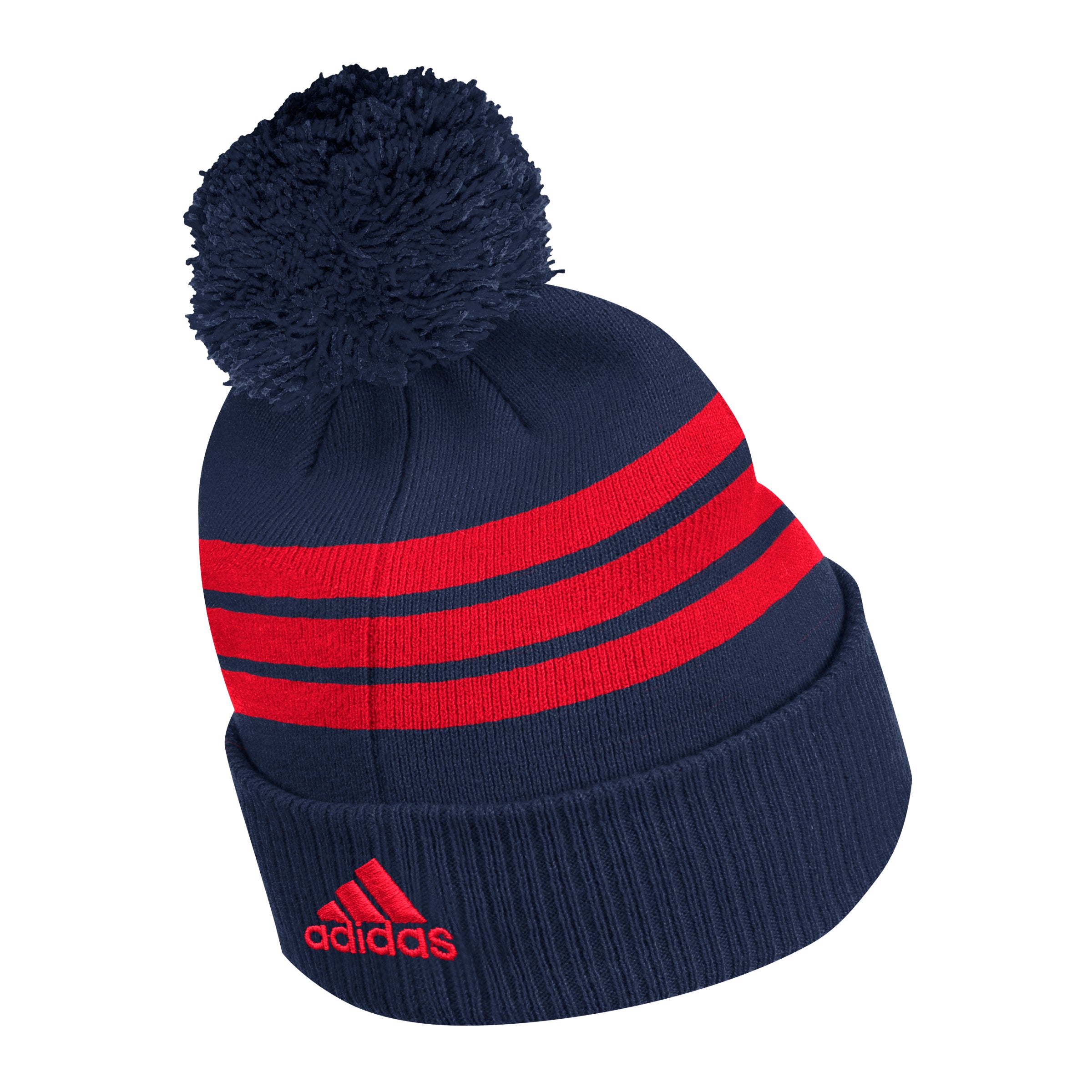 Florida Panthers adidas Three Stripe Cuffed Pom Pom Beanie - Navy