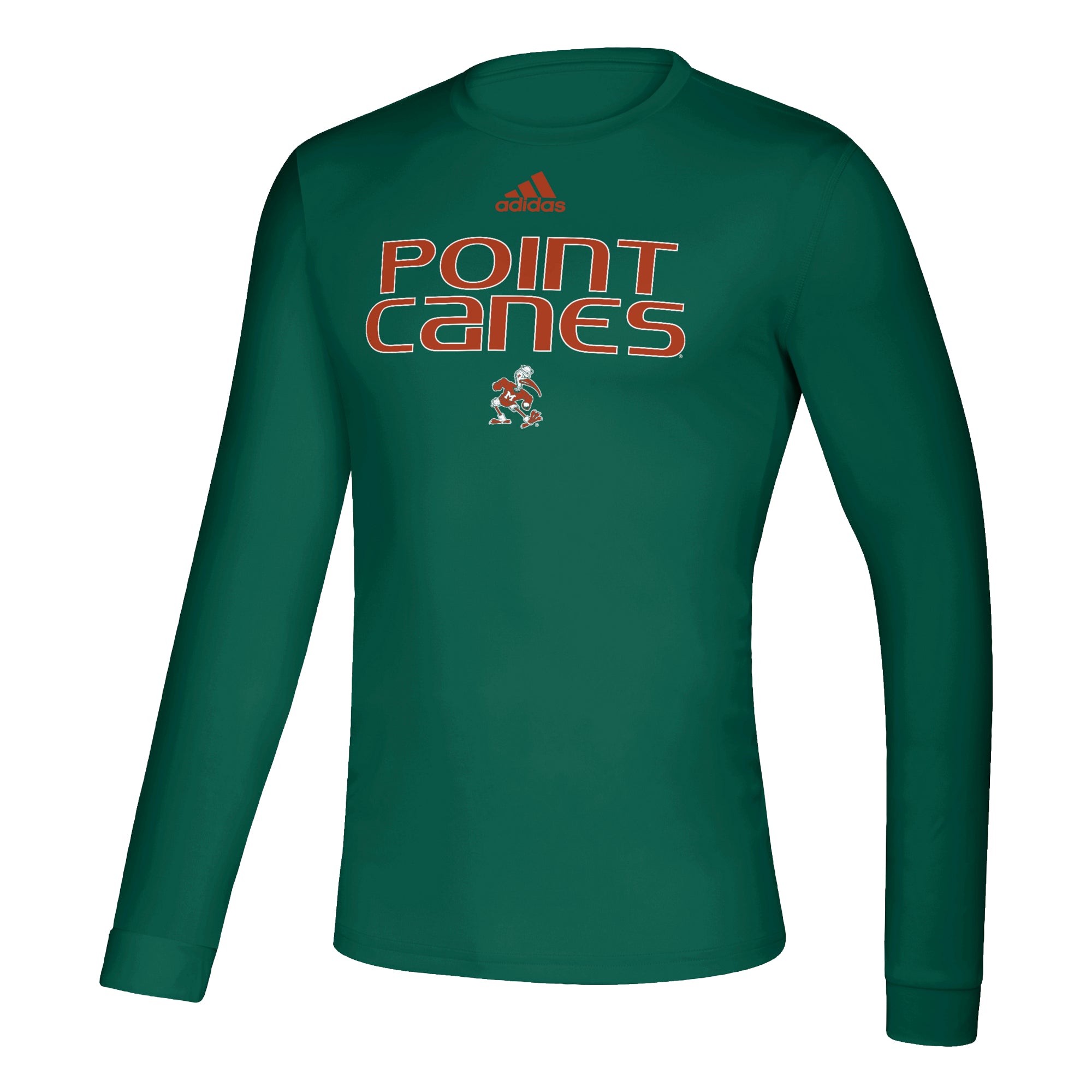 Miami Hurricanes adidas Point Canes Creator L/S T-Shirt - Green