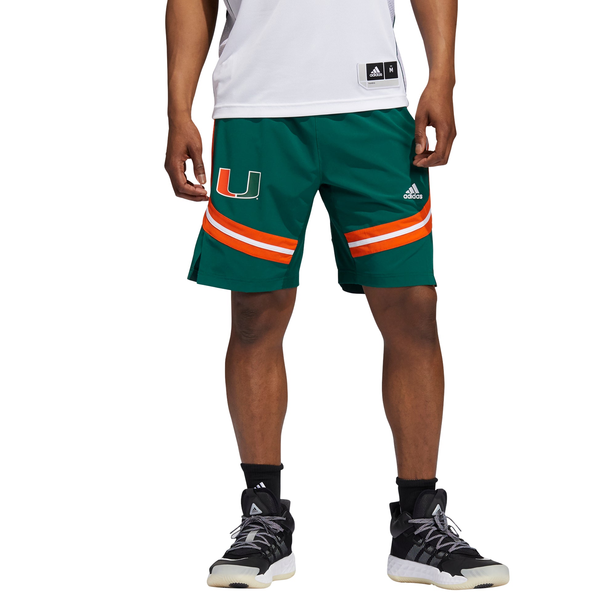 Miami Hurricanes Adidas Men's Primary Logo White Basketball  Performance Shorts