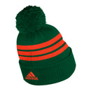 Miami Hurricanes adidas 3S Cuffed Pom Beanie