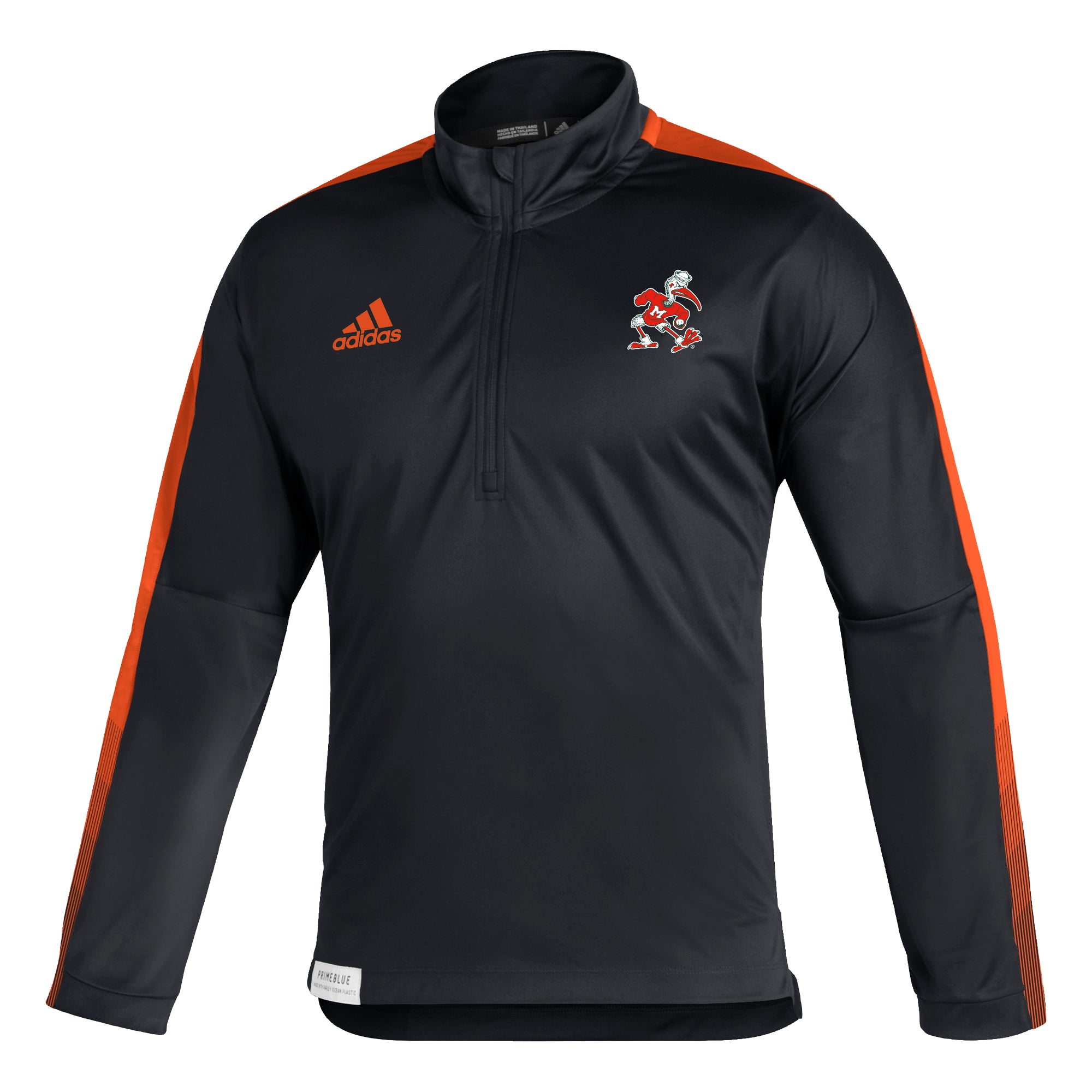 Miami Hurricanes adidas sideline Primeblue 1/4 Zip Pullover - Black