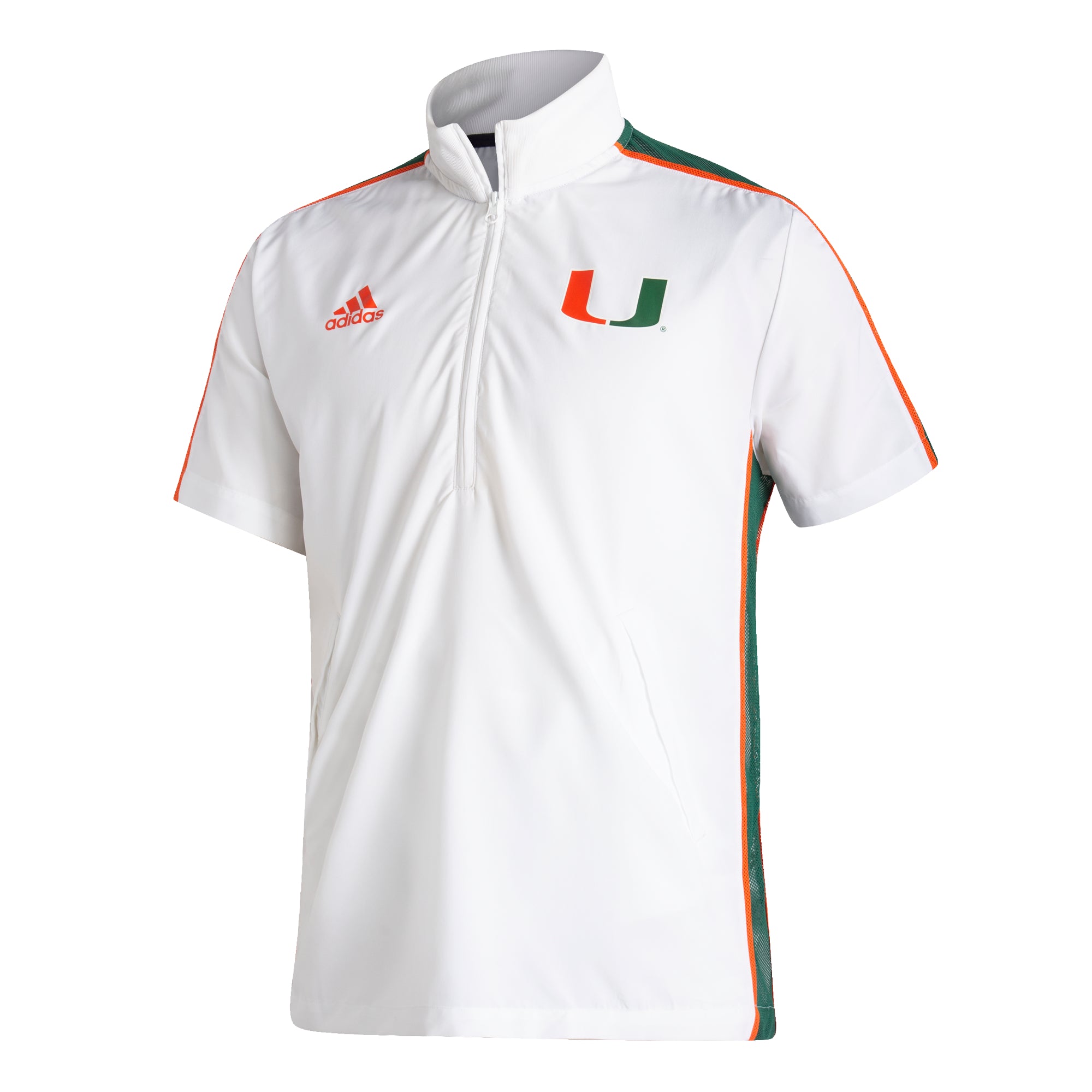Miami Hurricanes adidas Strategy 1/2 zip Pullover - White
