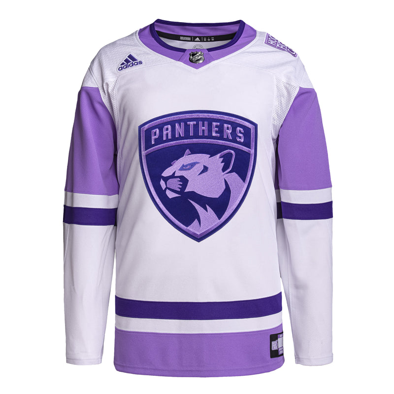 Florida Panthers Adidas Hockey Fights Cancer Blank Practice Jersey - Purple/White 52 (L)