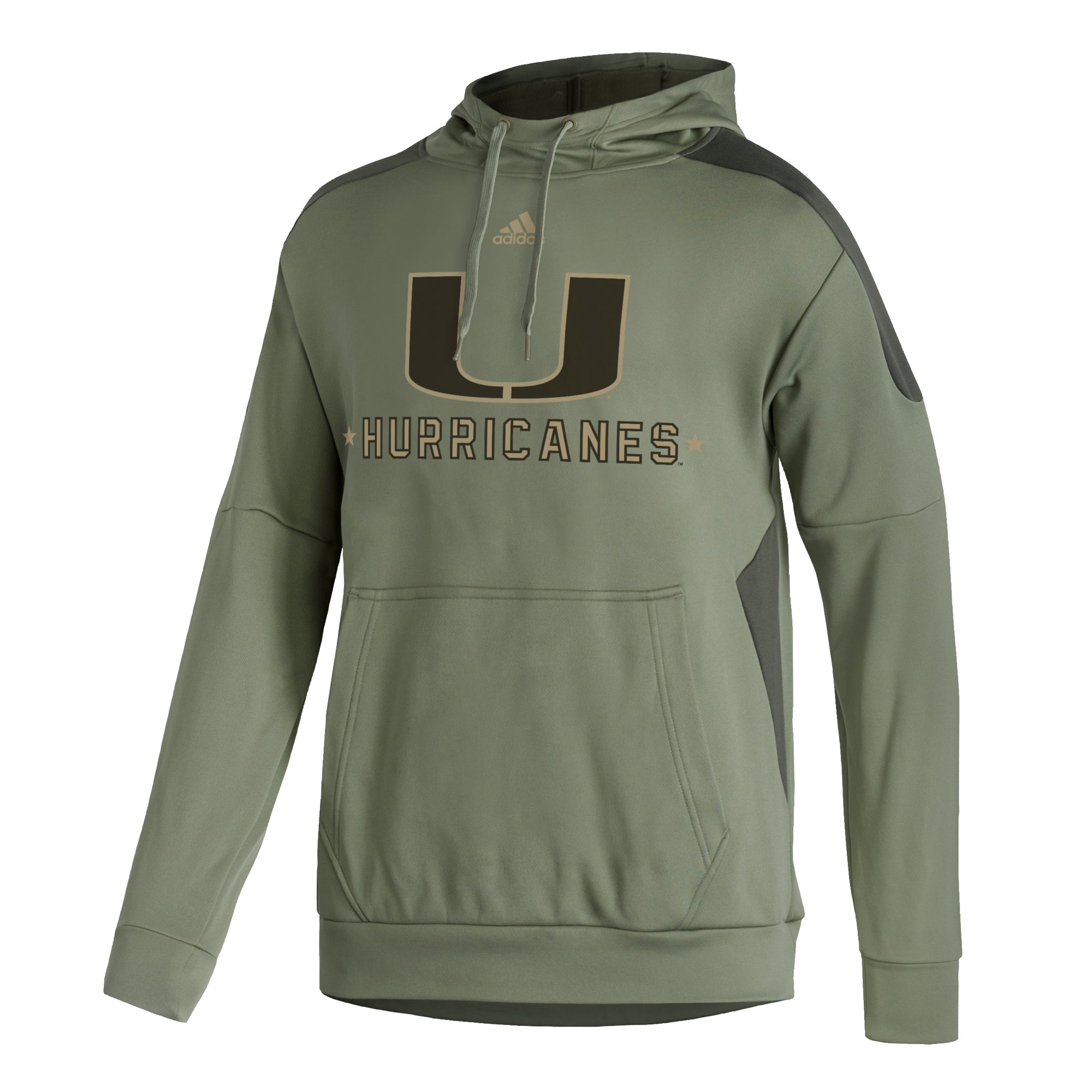 Miami Hurricanes adidas Salute To Service Hoodie Sweatshirt - Military Green