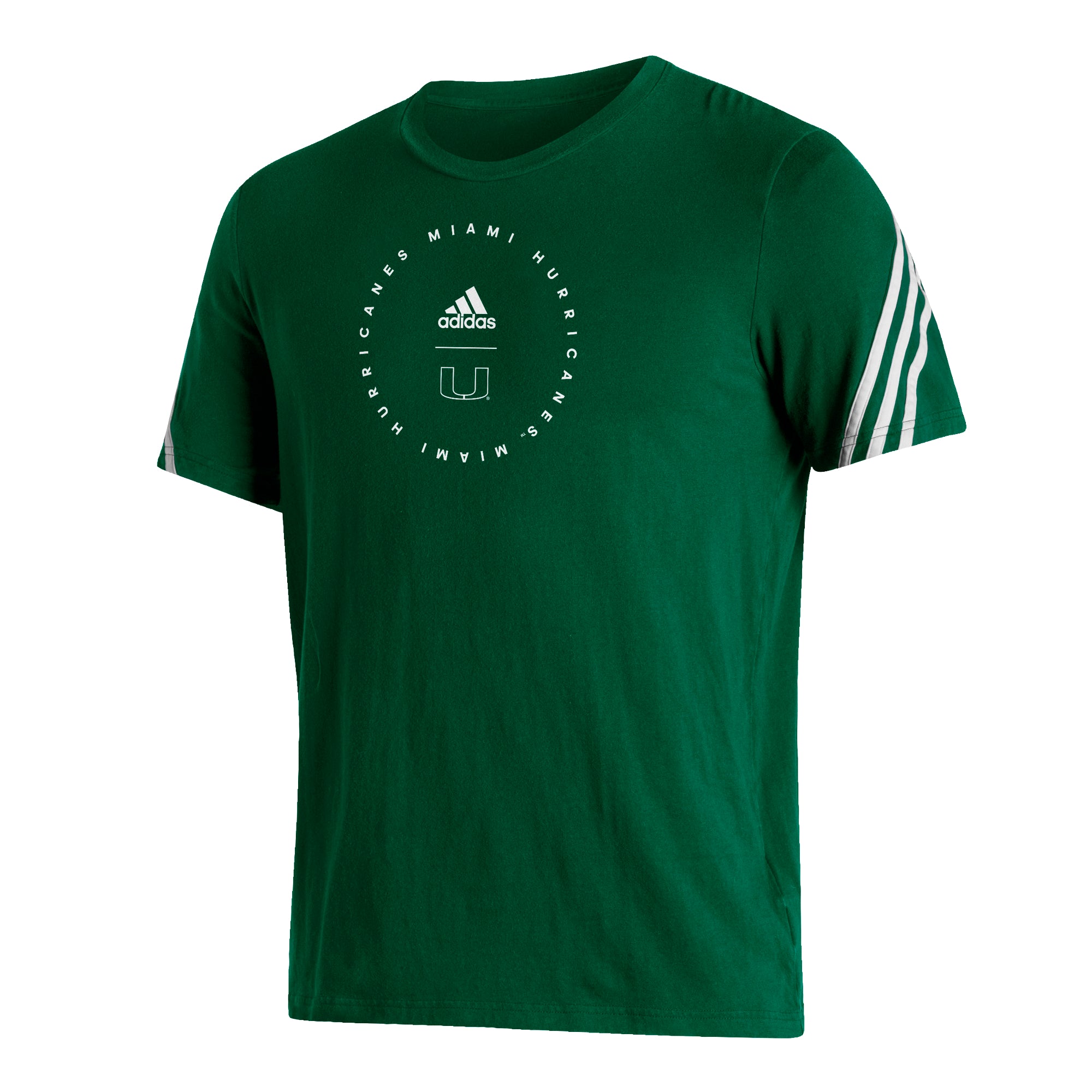 Miami Hurricanes adidas 3-Stripe Fashion T-Shirt - Green