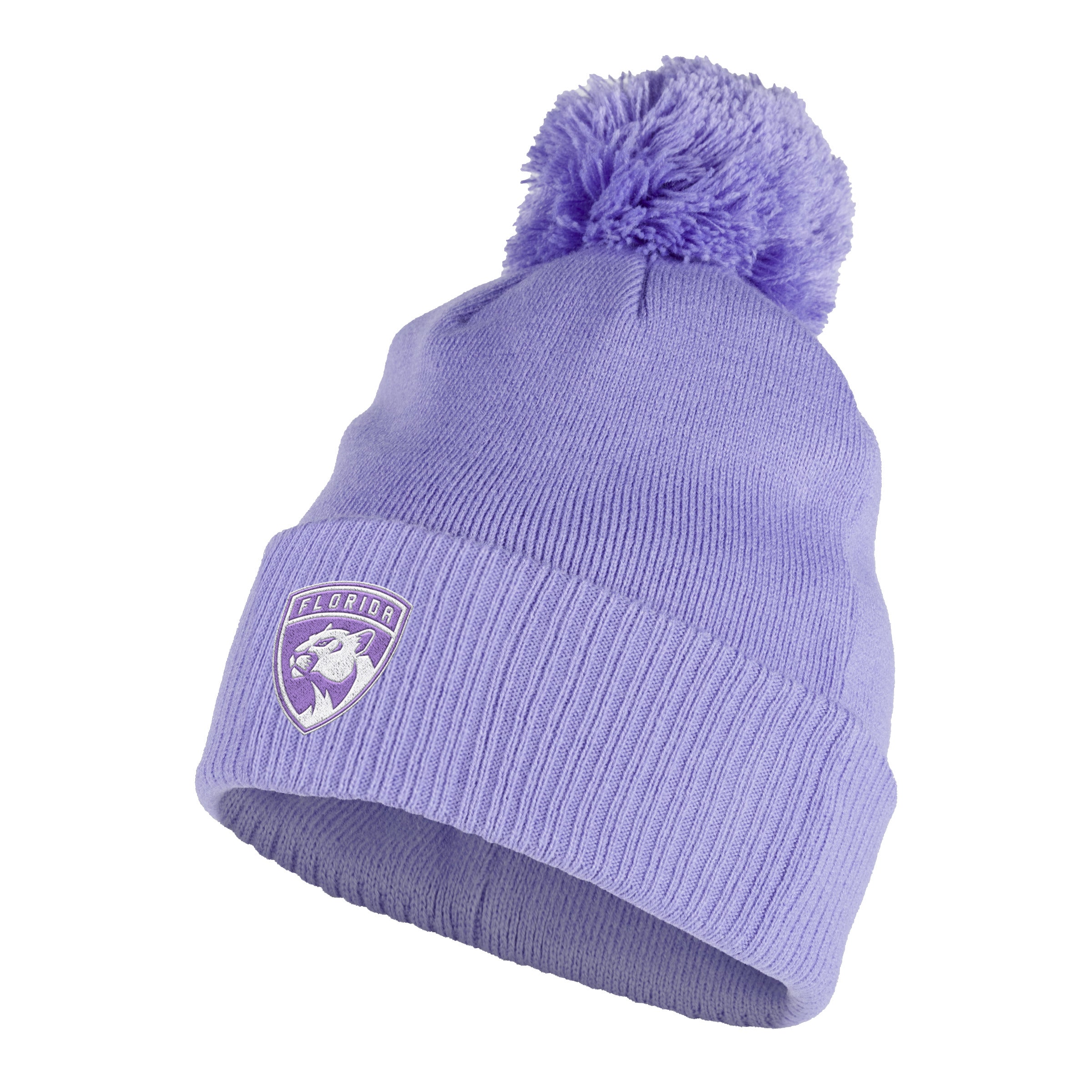 Florida Panthers adidas Hockey Fights Cancer Pom Cuffed Beanie - Purple