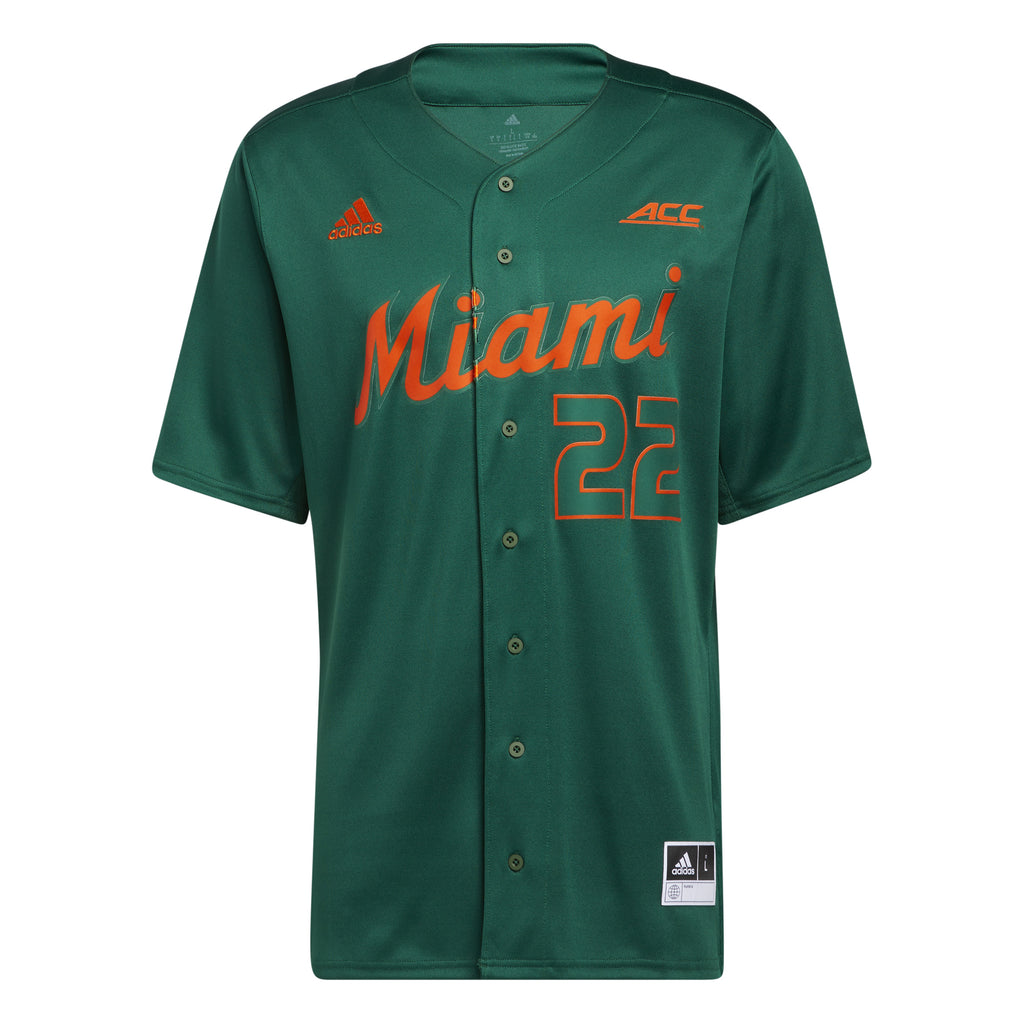 Miami Hurricanes adidas Baseball Jersey Green