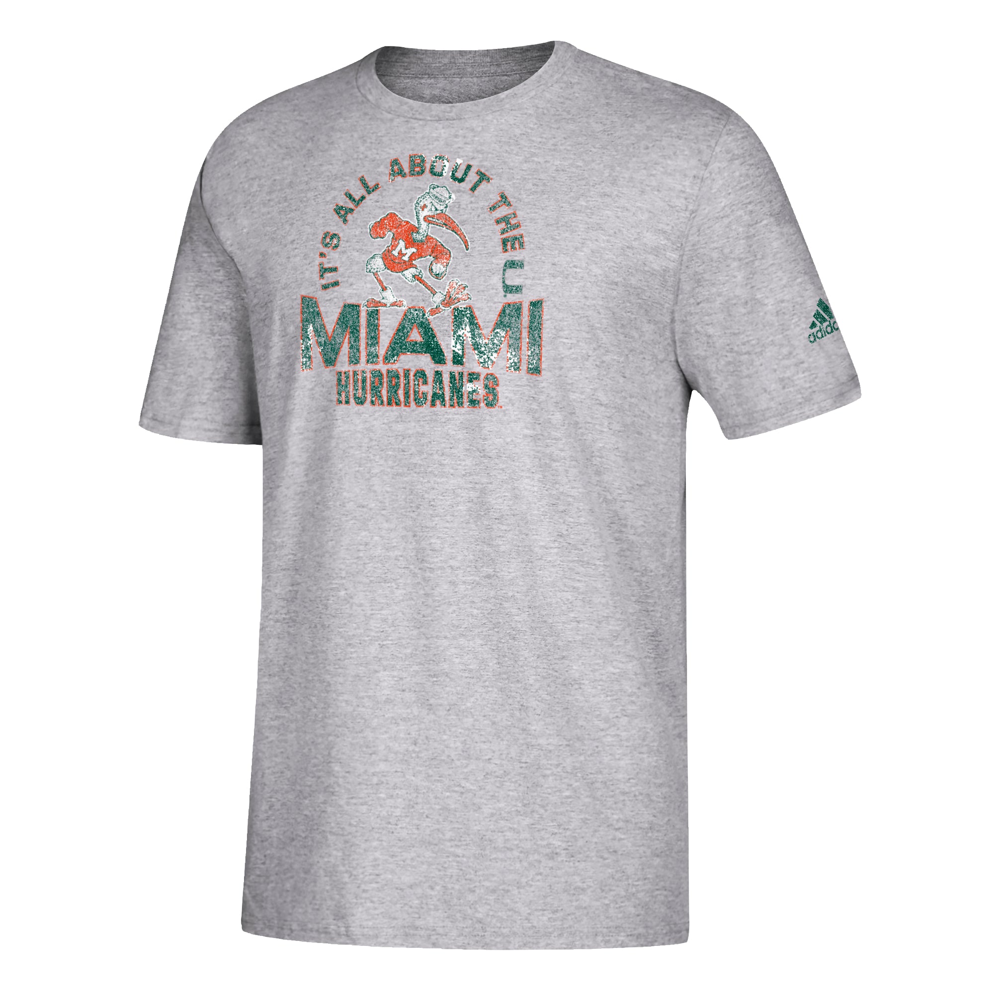 Miami Hurricanes adidas Youth Distressed Graphics Amplifier T-Shirt - Grey