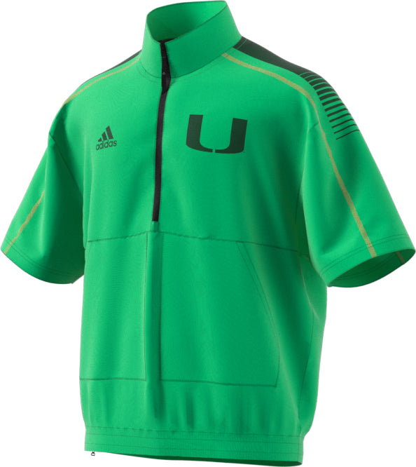 Miami Hurricanes adidas Coaches Strategy Pullover 1/4 Zip - Neon Green